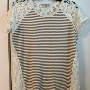 Stripe lace shirt